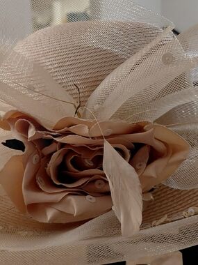 Neutral Beige Floral Fascinator Hat for Women